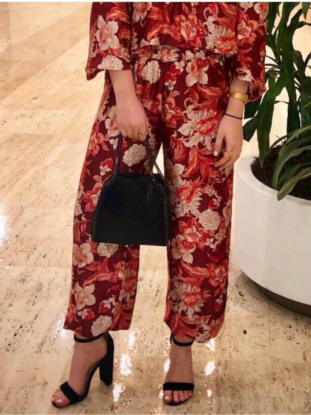 Zara Woman Satin Floral Harem Balloon Pants M - Picture 5 of 13